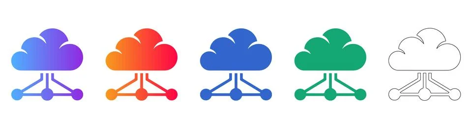Cloud Computing Network Icons Stockillustratie