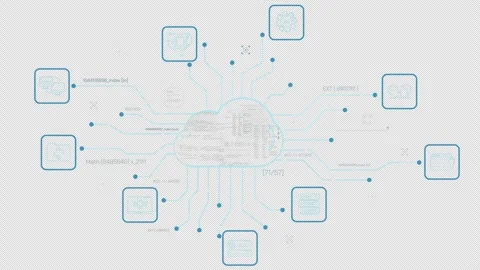 Cloud computing network infographic visualizing data management Stock Footage 331765990