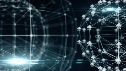 Cloud computing network infrastructure cloud mobile big data polygon 3D render Stock Footage 101667795