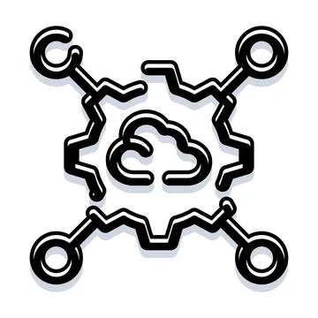 Cloud computing network infrastructure gear connection icon Stock Illustration