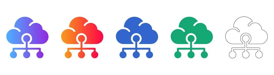 Cloud Computing Network Infrastructure Icons Stock Illustration