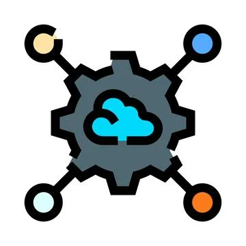 Cloud computing network integration and data processing Stock Illustration