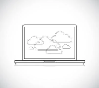 Cloud computing network on a Laptop Computer. Stock Illustration