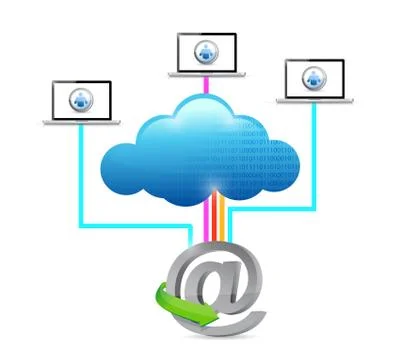Cloud computing network laptop internet connection 스톡 일러스트