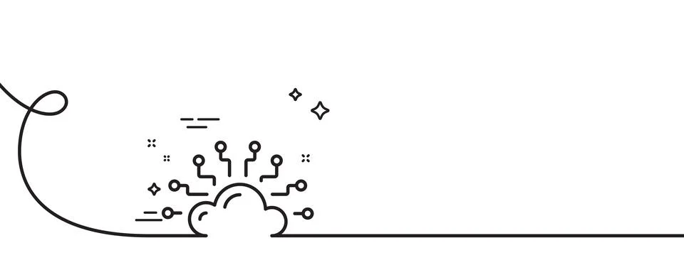 Cloud computing network line icon. Internet data storage sign. Continuous line イラスト素材