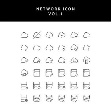 Cloud computing network outline icon set vol1 Stockillustratie