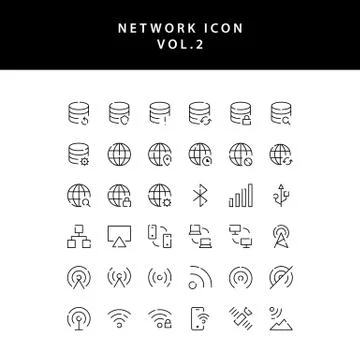 Cloud computing network outline icon set vol2 Illustrazione stock