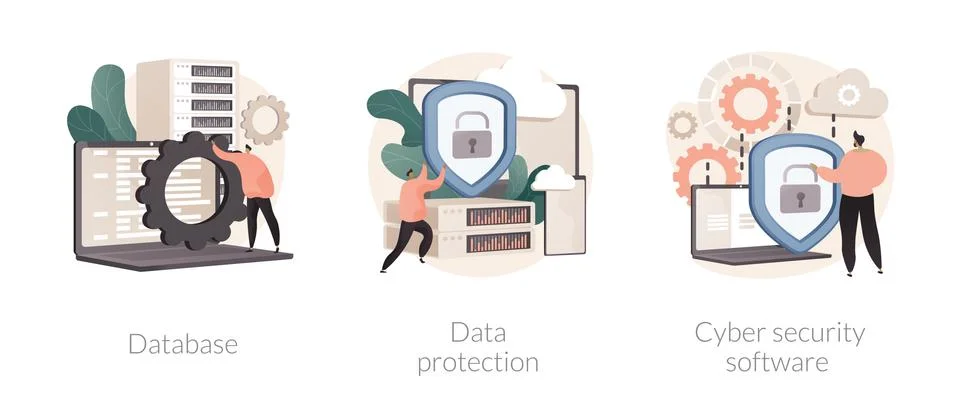 Cloud computing network safety abstract concept vector illustrations. Stock Illustration