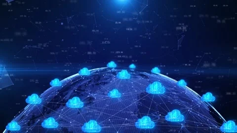 Cloud computing network services cover the world Stock Footage 182310493