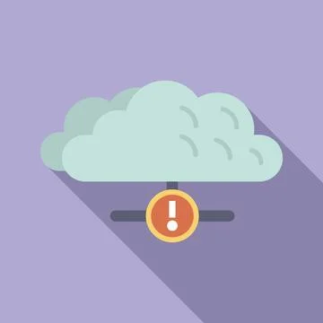 Cloud computing network showing warning exclamation point icon Stock Illustration