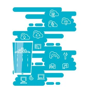 Cloud computing network with smartphone 库存插图