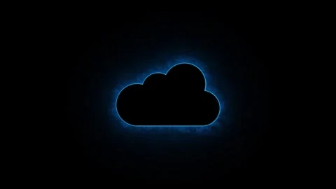 Cloud computing network storage icon glowing with blue energy smoke on blac.. Vidéo 336803567