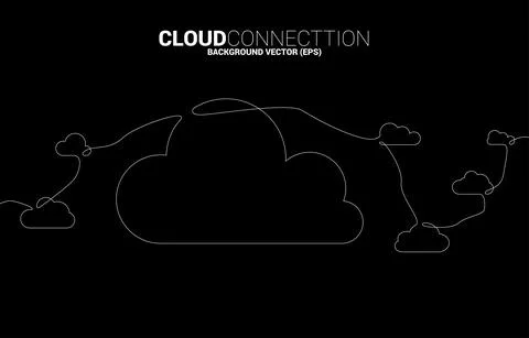Cloud computing network technology from single line. Concept of cloud server, 스톡 일러스트