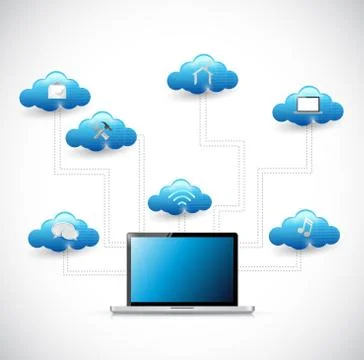 Cloud computing network tools diagram Stock Illustration