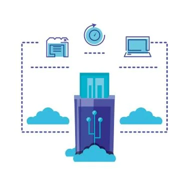 Cloud computing network with usb memory Stockillustratie
