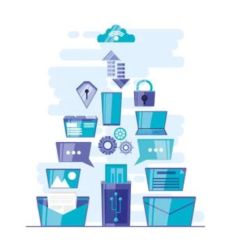 Cloud computing network with usb memory Stockillustratie