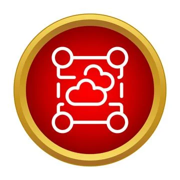 Cloud computing networking technology icon on red button 스톡 일러스트