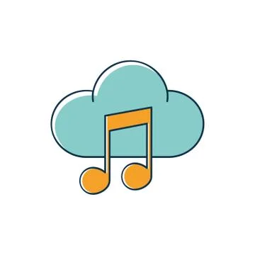 Cloud computing note musical melody sound music line and fill style Illustrazione stock