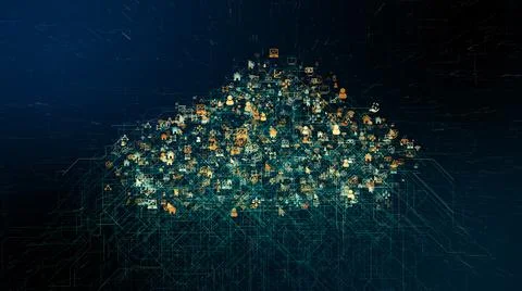 Cloud Computing Online e-learning distance education training  Stock Illustration