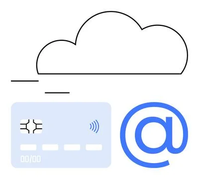Cloud computing, online payments, digital banking, internet security, fintech Stock Illustration