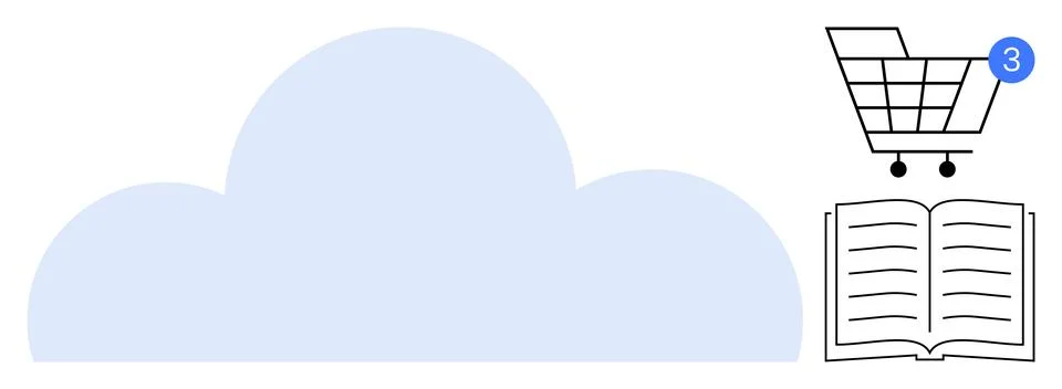 Cloud Computing With Online Shopping and Digital Library Concepts Illustrazione stock