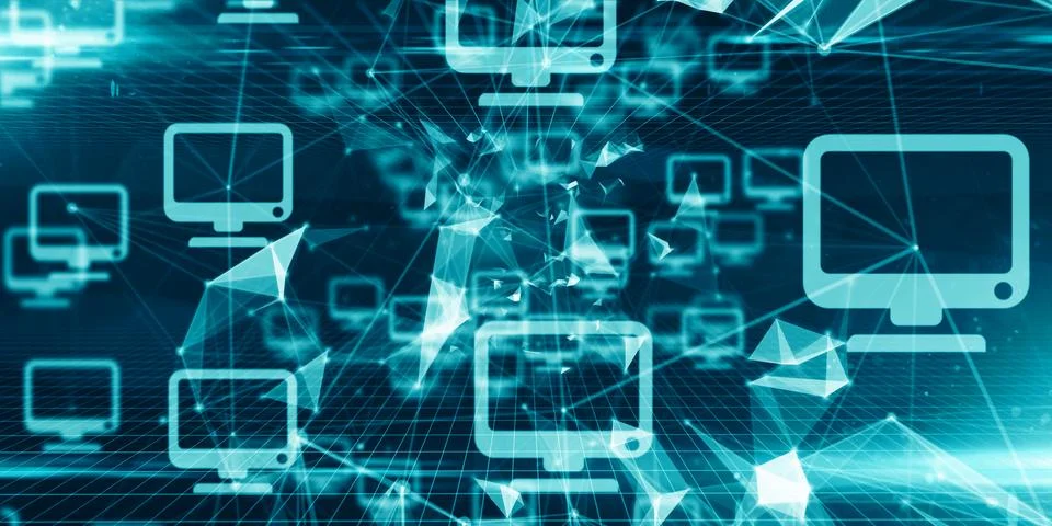 Cloud computing online storage and computer network connectivity for devices Stock Illustration