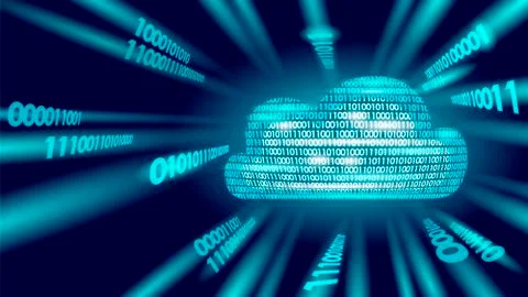 Cloud computing online storage binary code numbers. Big data information futu Stockillustratie