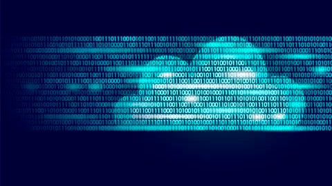 Cloud computing online storage binary code numbers. Big data information futu Illustrazione stock
