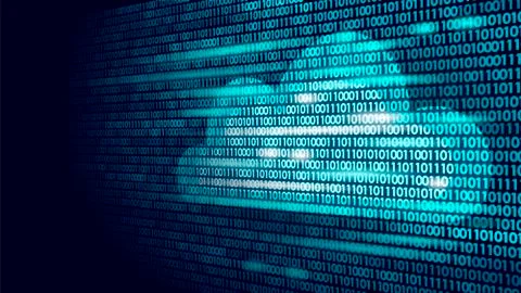 Cloud computing online storage binary code numbers. Big data information futu Stock Illustration