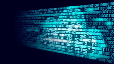 Cloud computing online storage binary code numbers. Big data information futu Stock Illustration