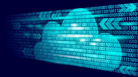 Cloud computing online storage binary code numbers. Big data information future Stock Illustration