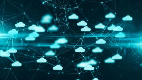 Cloud computing online storage for fintech IOT computer network connectivity Stock Illustration