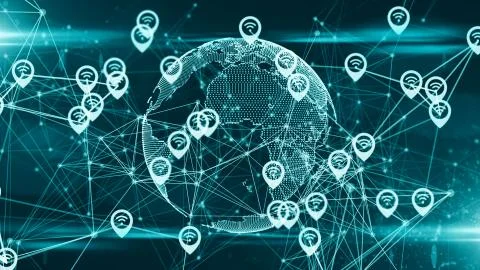 Cloud computing online storage for fintech IOT computer network connectivity Stock Illustration