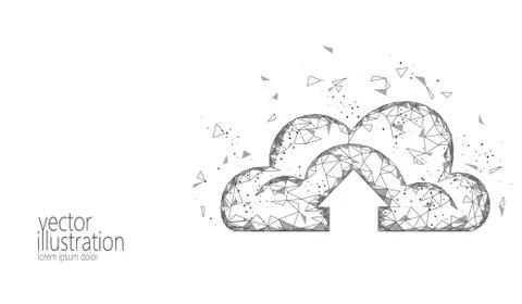 Cloud computing online storage low poly. Polygonal future modern internet bus Illustrazione stock