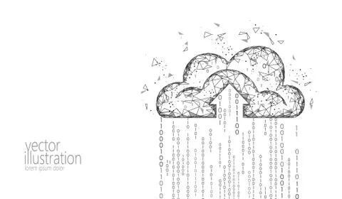 Cloud computing online storage low poly. Polygonal future modern internet bus Stock Illustration