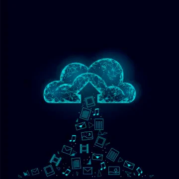 Cloud computing online storage low poly. Polygonal future modern internet 스톡 일러스트