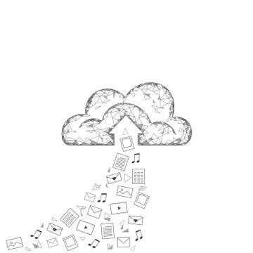 Cloud computing online storage low poly. Polygonal future modern internet Stockillustratie