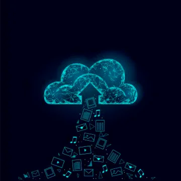 Cloud computing online storage low poly. Polygonal future modern internet Stock Illustration