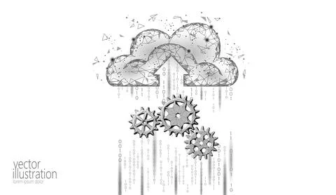 Cloud computing online storage settings low poly. Personal information security Stock Illustration