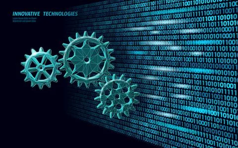 Cloud computing online storage settings low poly. Personal information security Illustrazione stock