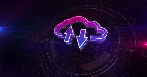 Cloud computing online storage symbol cyber sign looped Stock Footage 322117218