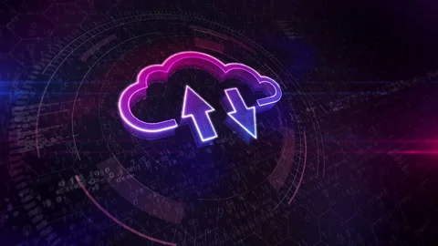 Cloud computing online storage symbol cyber icon Video stock 322117483