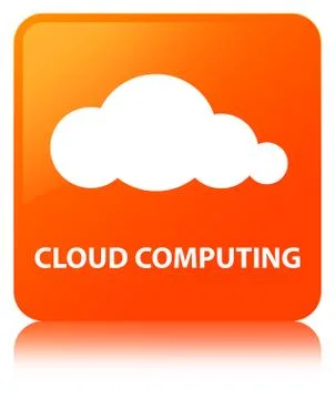 Cloud computing orange square button Illustrazione stock