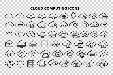 Cloud Computing Outline Icon Collection Design Illustrazione stock