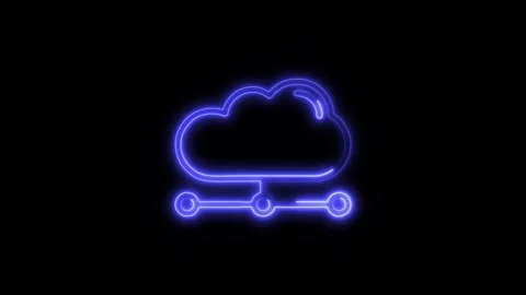 Cloud Computing Outline Icon in HD Video Neon Animation  Technology and Dat Vidéo 304375224