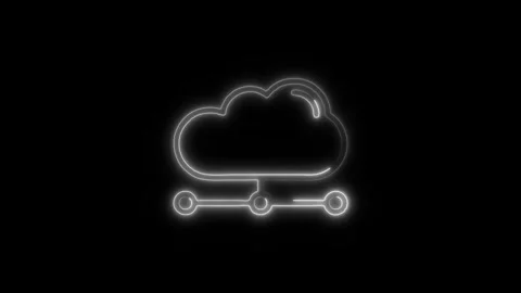 Cloud Computing Outline Icon in HD Video Neon Animation  Technology and Dat Vídeo Stock 304375231