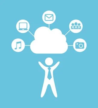 Cloud computing over blue background vector illustration Illustrazione stock