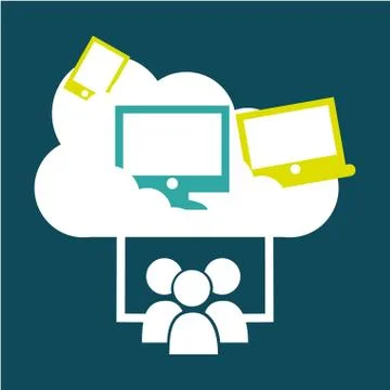 Cloud computing over blue   background vector illustration Stock Illustration