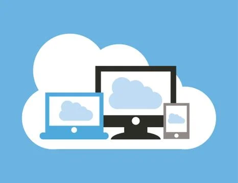 Cloud computing over blue   background vector illustration 스톡 일러스트