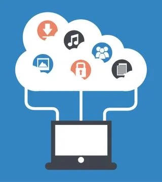 Cloud computing over blue  background vector illustration Illustrazione stock